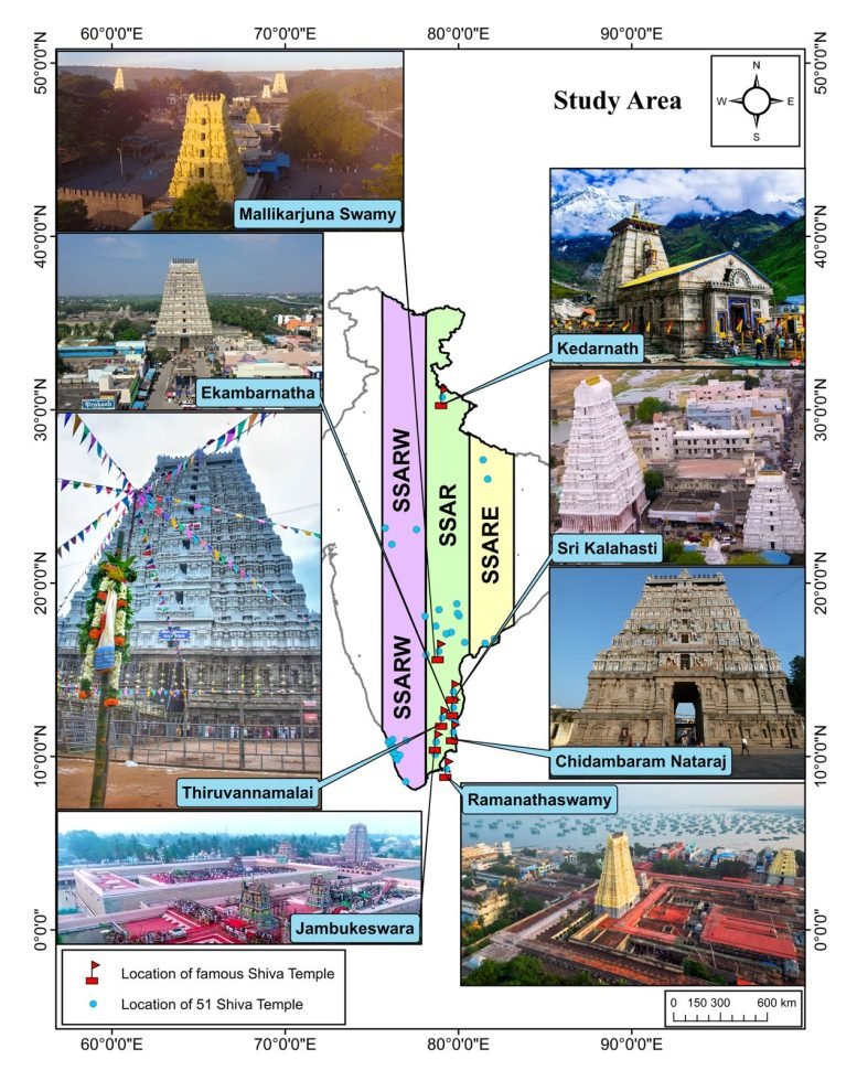 शिव मंदिरों का प्राकृतिक संसाधनों के हॉटस्पॉट के साथ संरेखण पाया गया